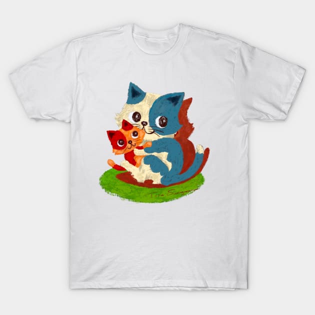 Colorful cats mother and child T-Shirt by sanogawa